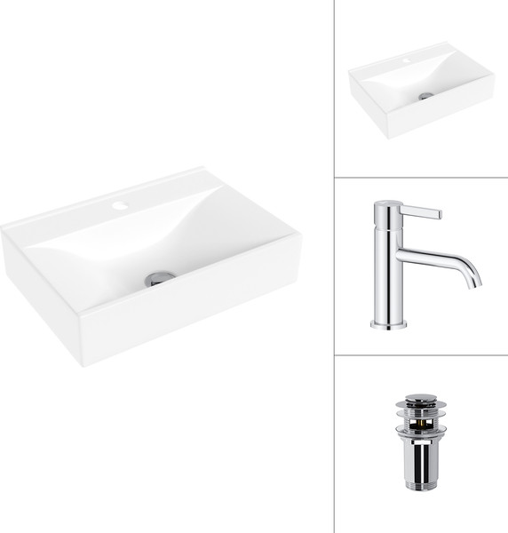 Умывальник со смесителем Lauter 21887B + Velvet 21СК696С с донным клапаном 21190CH - фото