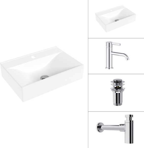 Умывальник со смесителем Lauter 21887B + Velvet 21СК696С + сифон 21635CH + донный клапан 21190CH - фото