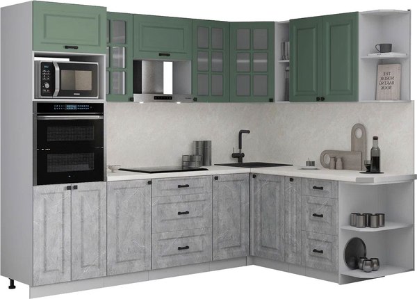 Кухонный гарнитур Интерлиния Мила Деко 1.88x2.6 PR - фото