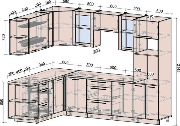 Кухонный гарнитур Интерлиния Мила Деко 1.88x2.8 LV