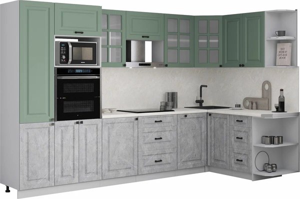 Кухонный гарнитур Интерлиния Мила Деко 1.88x3.2 PR - фото