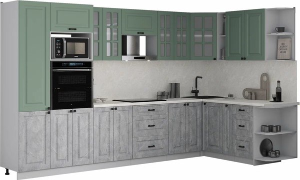 Кухонный гарнитур Интерлиния Мила Деко 1.88x3.4 PR - фото