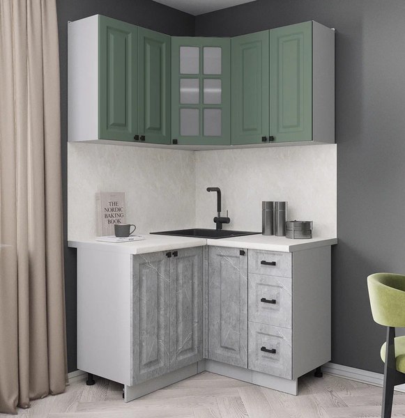 Кухонный гарнитур Интерлиния Мила Деко 1.2x1.2