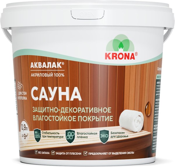 Защитно-декоративный состав KRONA Аквалак сауна - фото