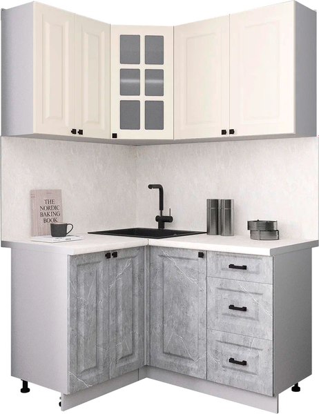 Кухонный гарнитур Интерлиния Мила Деко 1.2x1.4 - фото