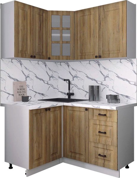 Кухонный гарнитур Интерлиния Мила Деко 1.2x1.4 - фото