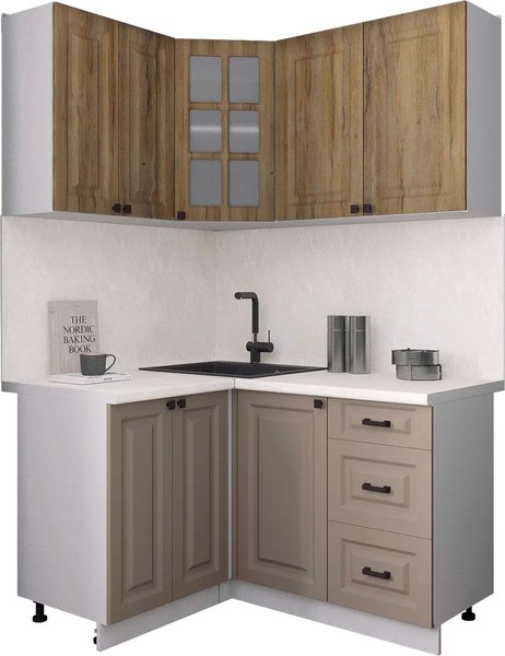 Кухонный гарнитур Интерлиния Мила Деко 1.2x1.4 - фото