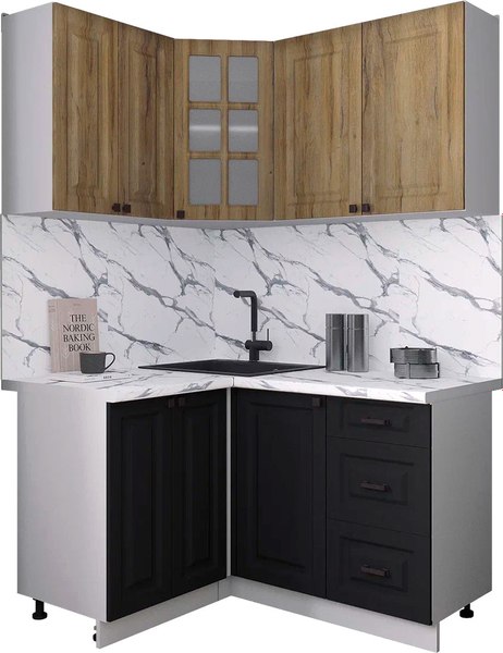 Кухонный гарнитур Интерлиния Мила Деко 1.2x1.4 - фото