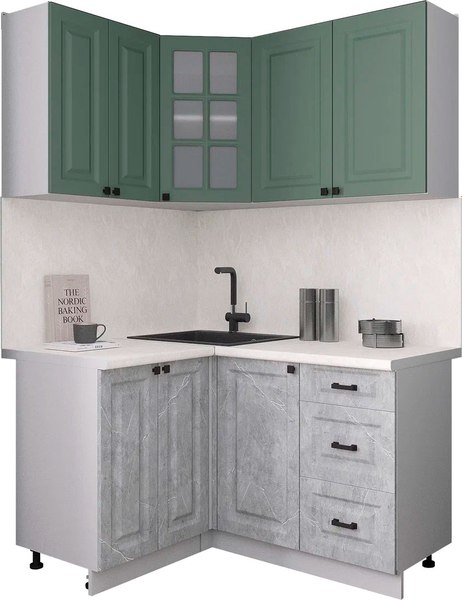 Кухонный гарнитур Интерлиния Мила Деко 1.2x1.4 - фото