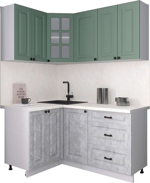 Кухонный гарнитур Интерлиния Мила Деко 1.2x1.6 - фото