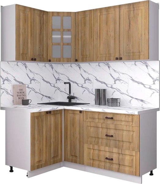 Кухонный гарнитур Интерлиния Мила Деко 1.2x1.7 - фото