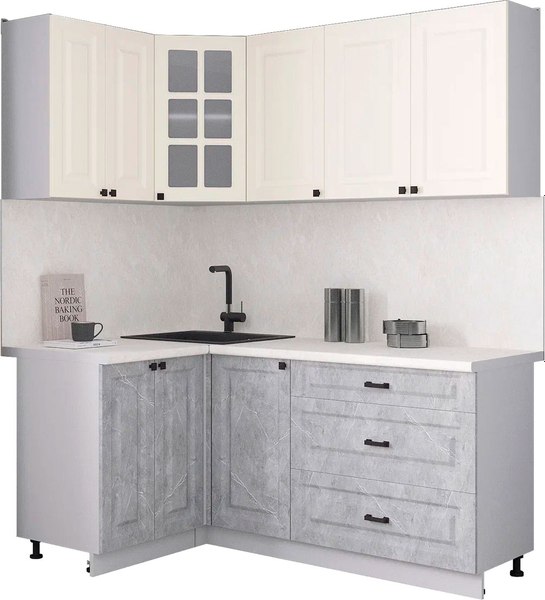 Кухонный гарнитур Интерлиния Мила Деко 1.2x1.8 - фото