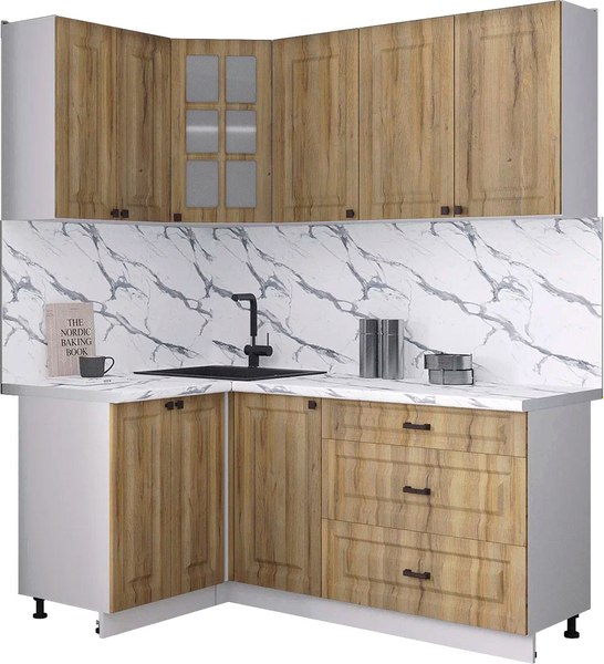 Кухонный гарнитур Интерлиния Мила Деко 1.2x1.8 - фото