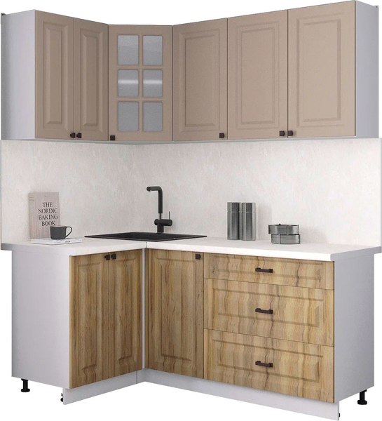 Кухонный гарнитур Интерлиния Мила Деко 1.2x1.8 - фото