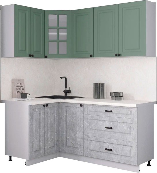 Кухонный гарнитур Интерлиния Мила Деко 1.2x1.8 - фото