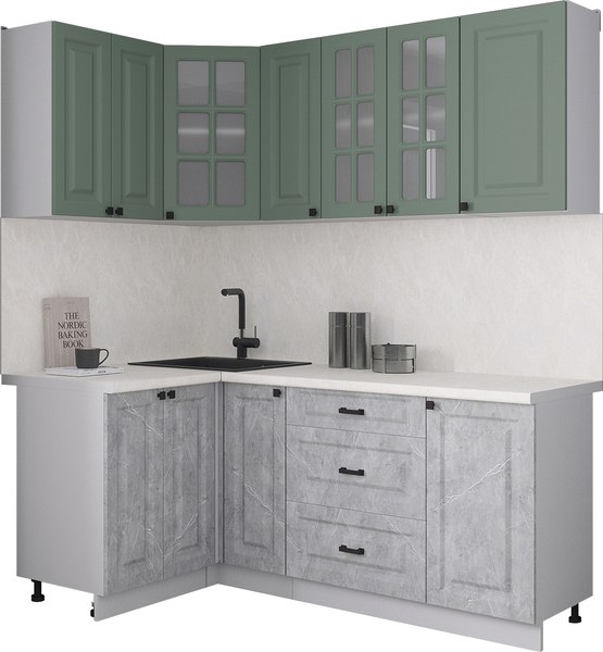 Кухонный гарнитур Интерлиния Мила Деко 1.2x1.9 - фото