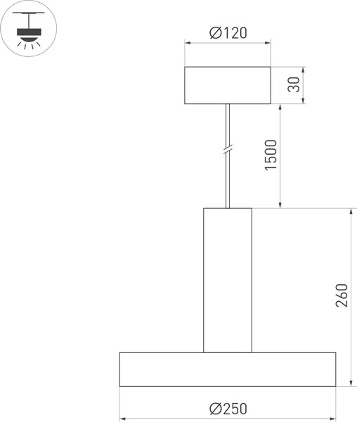Потолочный светильник Arlight SP-ERIC-R250-8W Warm3000 WH 120deg / 035924
