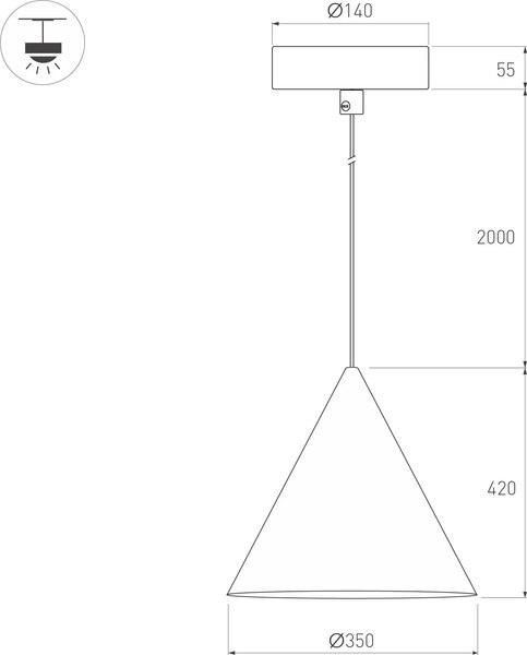 Потолочный светильник Arlight SP-MAKOTO-R350-14W Warm2700 BK 36deg / 054400