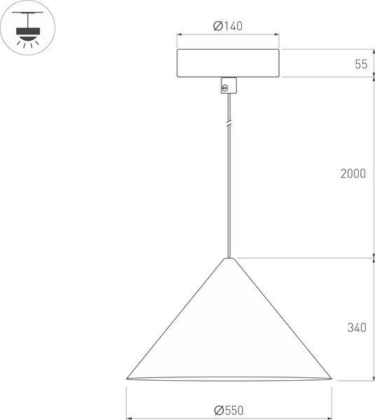 Потолочный светильник Arlight SP-MAKOTO-R550-14W Warm3000 BK 36deg / 054161