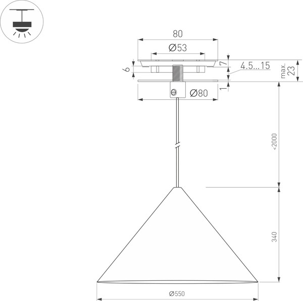 Потолочный светильник Arlight SP-MAKOTO-R550-14W Warm3000 BK 36deg / 054161