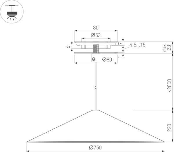 Потолочный светильник Arlight SP-MAKOTO-R750-14W Warm3000 BK 36deg / 054162
