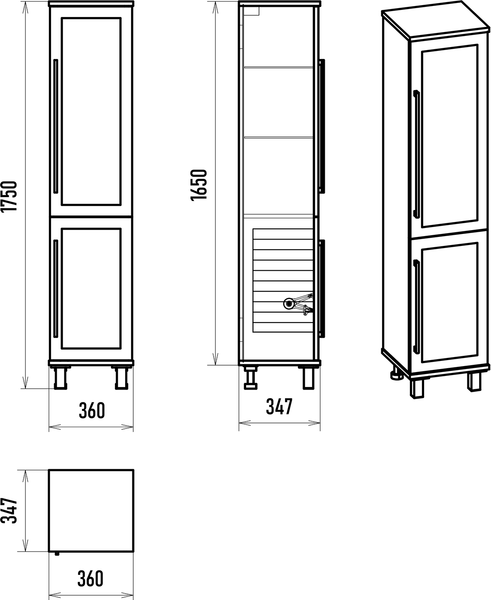 Шкаф-пенал для ванной Misty Модерн 35 / П-Мод05035-011П