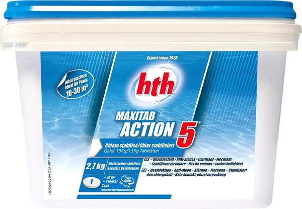 Средство для бассейна дезинфицирующее HTH Maxitab Action 5 5в1 - фото