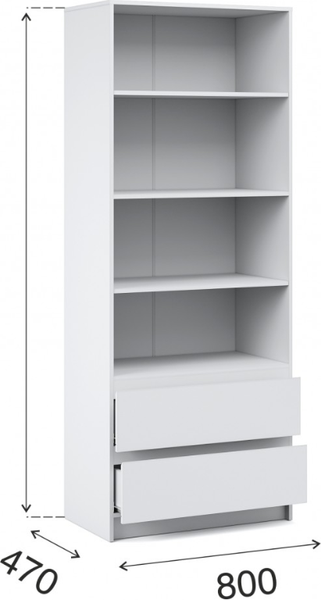 Стеллаж Империал Оникс Вайт 2 ящика