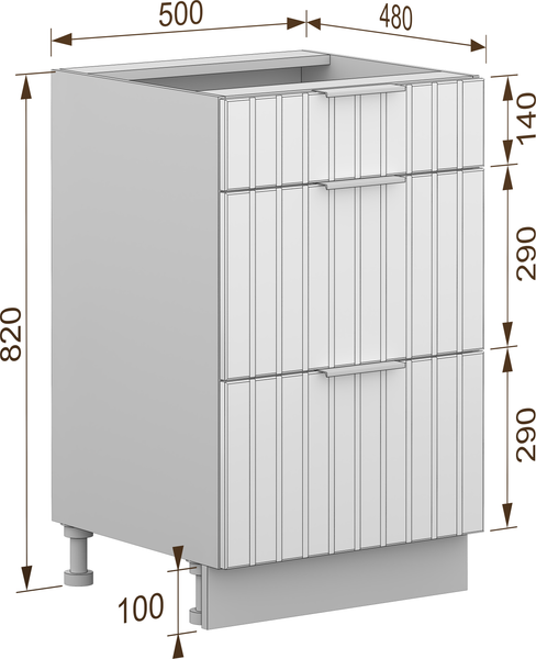 Шкаф-стол кухонный Arvento Корнелия Анта-плюс НШ50р3ш без столешницы