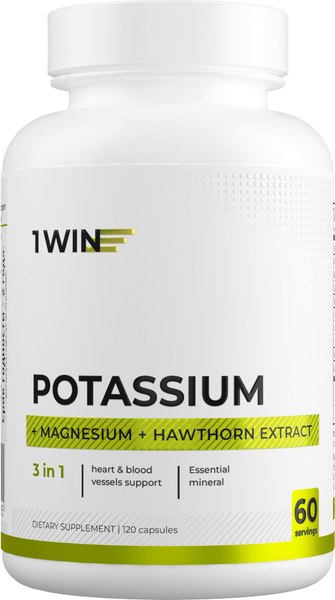 Пищевая добавка 1WIN Калий, магний и экстракт боярышника - фото