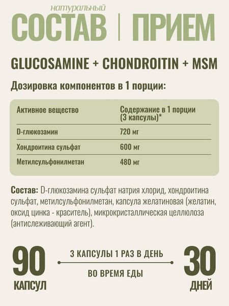 Комплексная пищевая добавка Progarmony Глюкозамин Хондроитин MSM