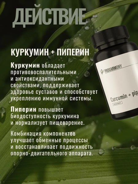 Пищевая добавка Progarmony Куркумин и пиперин