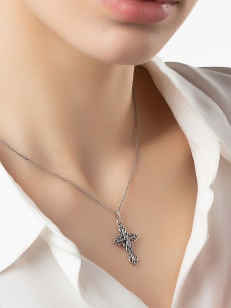 Подвеска Wolves Ажурный нательный крестик серебрение 1390