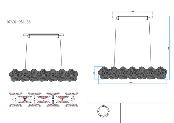 Люстра Kinklight Грея 07601-95L.36