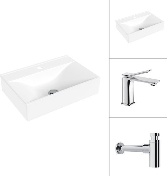 Умывальник со смесителем Lauter 21887B + Allure 21C618С с сифоном 21635CH - фото