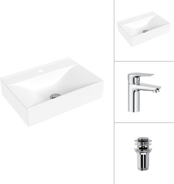 Умывальник со смесителем Lauter 21887B + Awe 21CK128C с донным клапаном 21190CH - фото