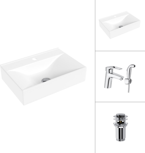 Умывальник со смесителем Lauter 21887B + Spray 21CK308C с донным клапаном 21190CH - фото