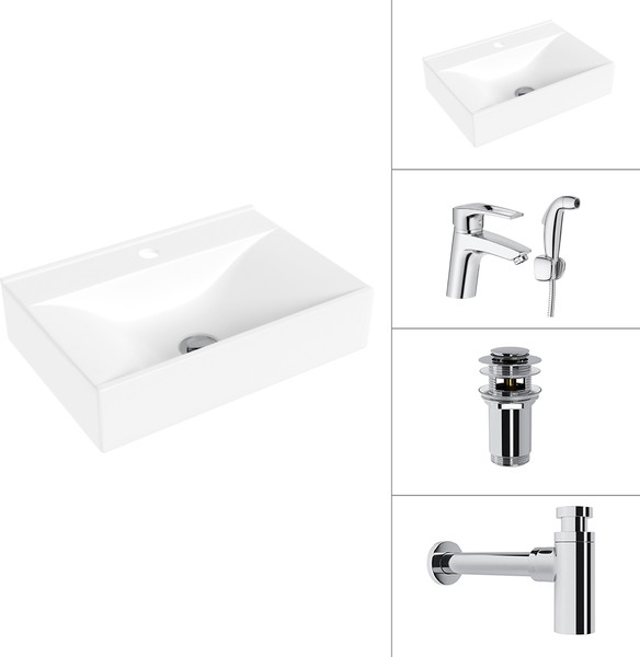 Умывальник со смесителем Lauter 21887B + Spray 21CK308C + сифон 21635CH + донный клапан 21190CH - фото