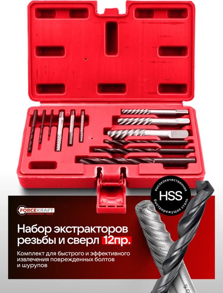 Набор экстракторов ForceKraft FK-924U12B