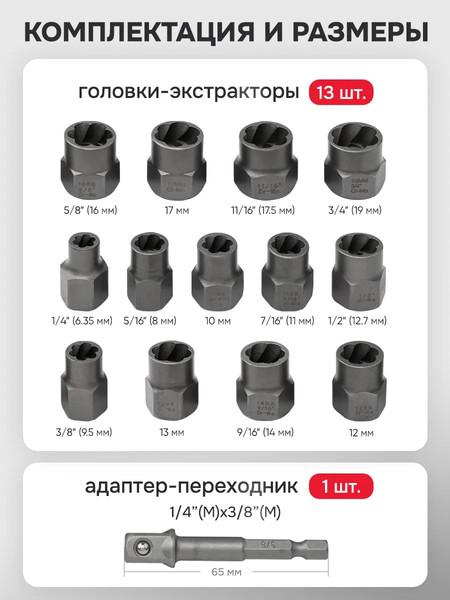 Набор экстракторов ForceKraft FK-1321S