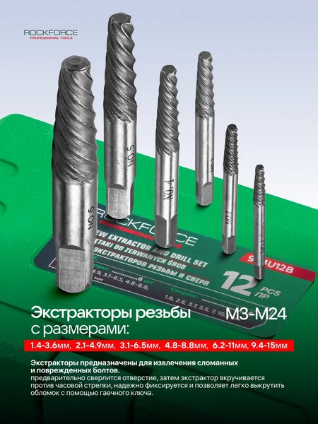 Набор экстракторов RockForce RF-924U12B