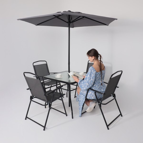 Комплект садовой мебели AksHome Picnic (серый/черный)