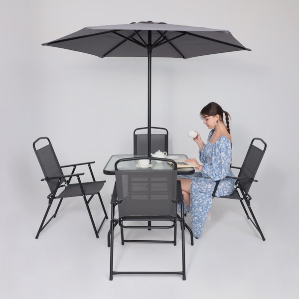 Комплект садовой мебели AksHome Picnic (серый/черный)