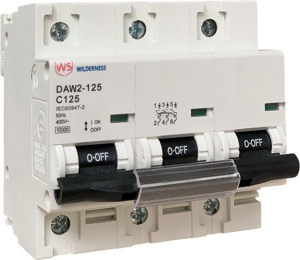 Выключатель автоматический Wilderness DAW2-125 3P 63A х-ка D 10kA (R) / DAW2-125-3-D063 - фото