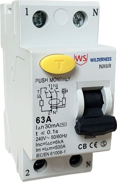 Дифференциальный автомат Wilderness NX6R 2P 25A 30mA тип AC 6kA / NX6RU-2-025-030AC - фото