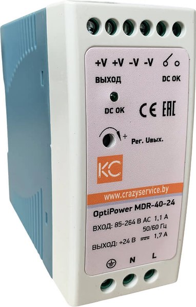 Блок питания на DIN-рейку КС MDR-40W-24V / mdr-40-24 - фото