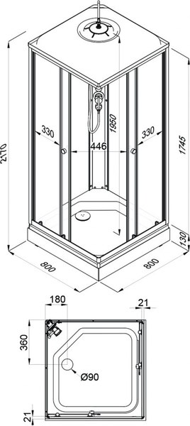 Душевая кабина Triton Вельвет-К 80х80 А