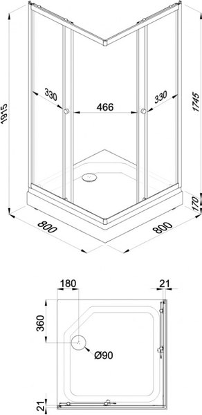 Душевой уголок Triton Вельвет-К 80х80 А