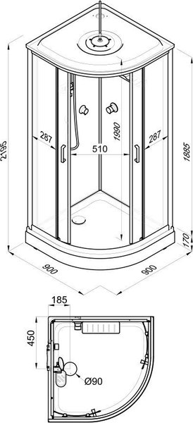 Душевая кабина Triton Прайм-Сатин М3 90х90А