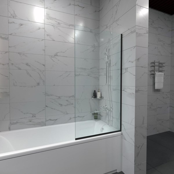 Стеклянная шторка для ванны Triton Статик-Блэк 70x140